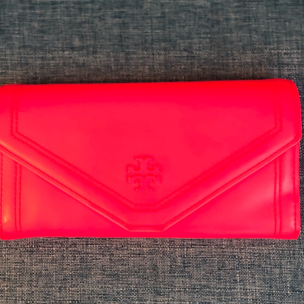 Tory Burch neon pink wallet